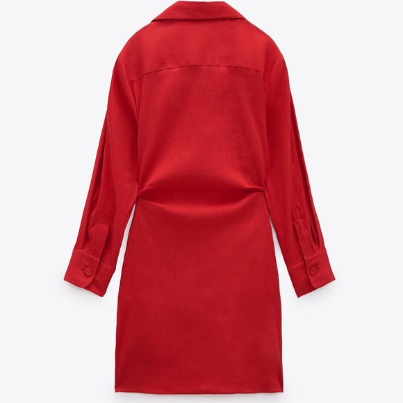 ZARA Draped Linen Blend Mini Dress - Picture 9 of 9